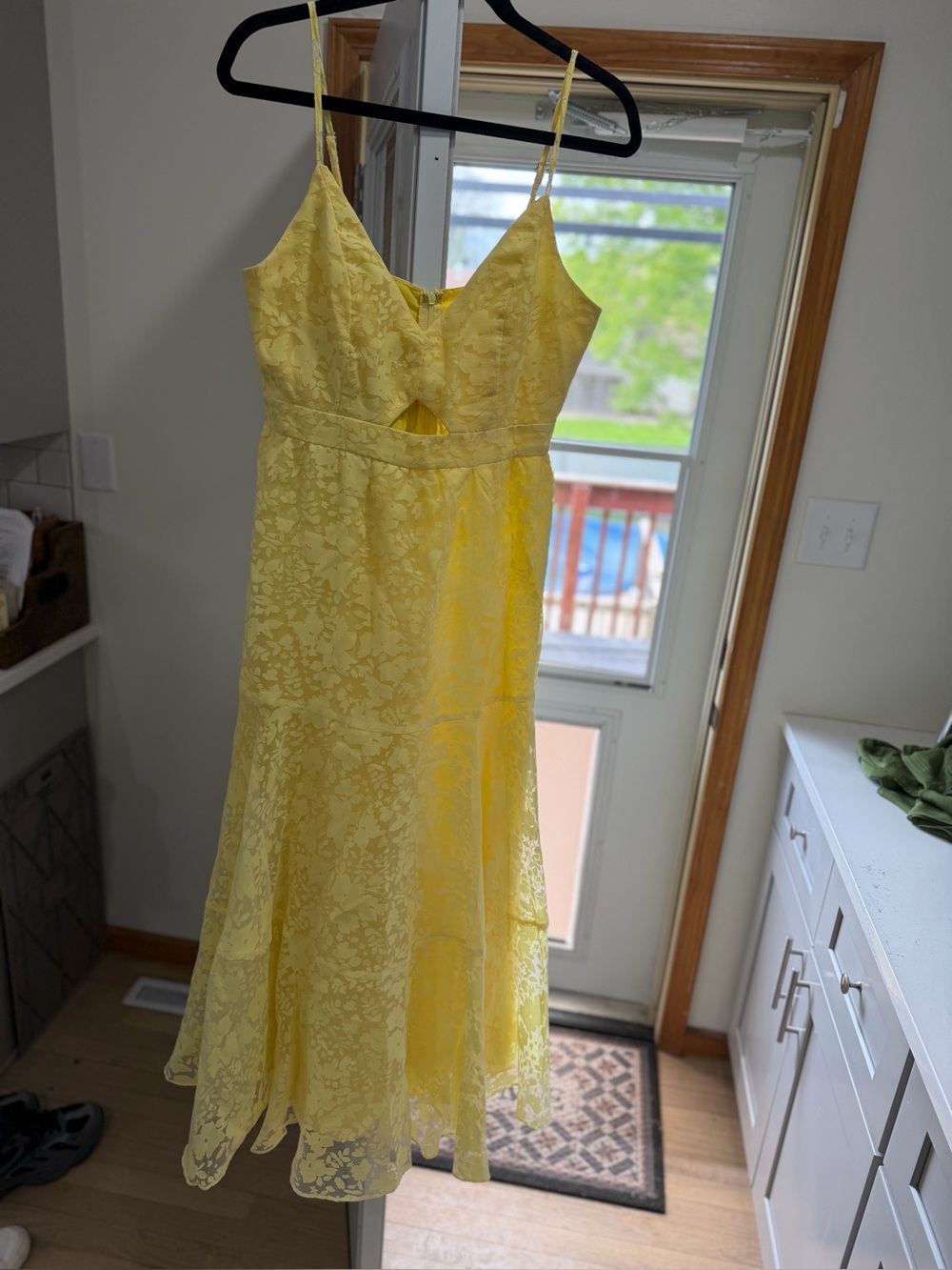 Showpo Yellow Lace Spaghetti-Strap Dress